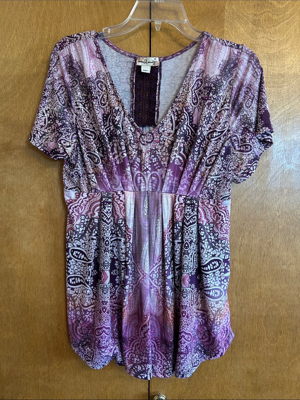 World Unity Purple Paisley V-Neck Tunic